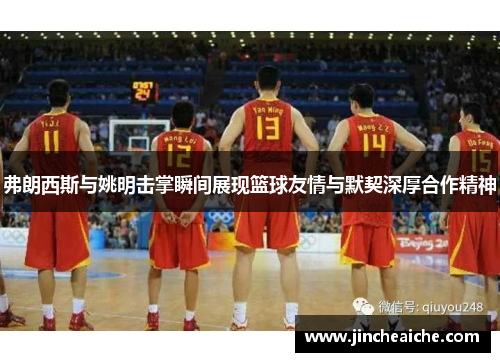 弗朗西斯与姚明击掌瞬间展现篮球友情与默契深厚合作精神